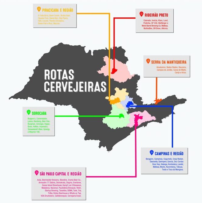 Estado de São Paulo oferece 6 Rotas Cervejeiras Mapa Governo do Estado de SP