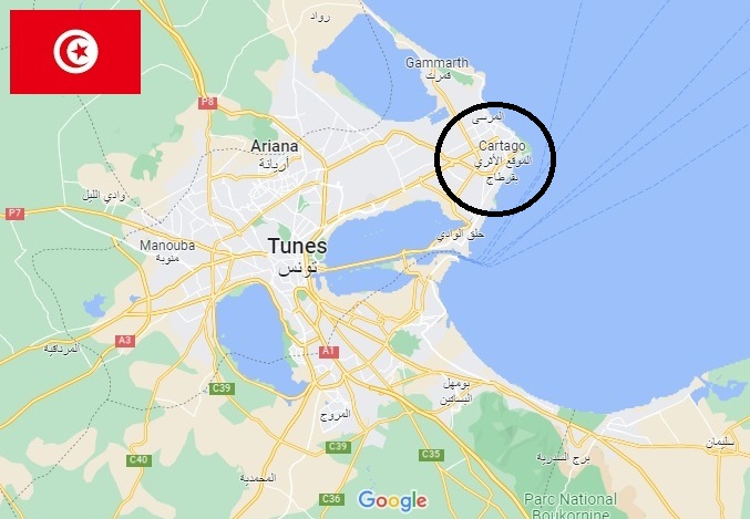 Mapa de Túnis e Cartago Google Maps